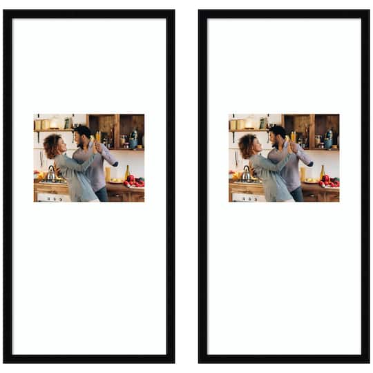 Kate and Laurel 14" x 30" Belmont Black Svelte Noir Photo Frames with 8" x 10" Mat, 2ct.